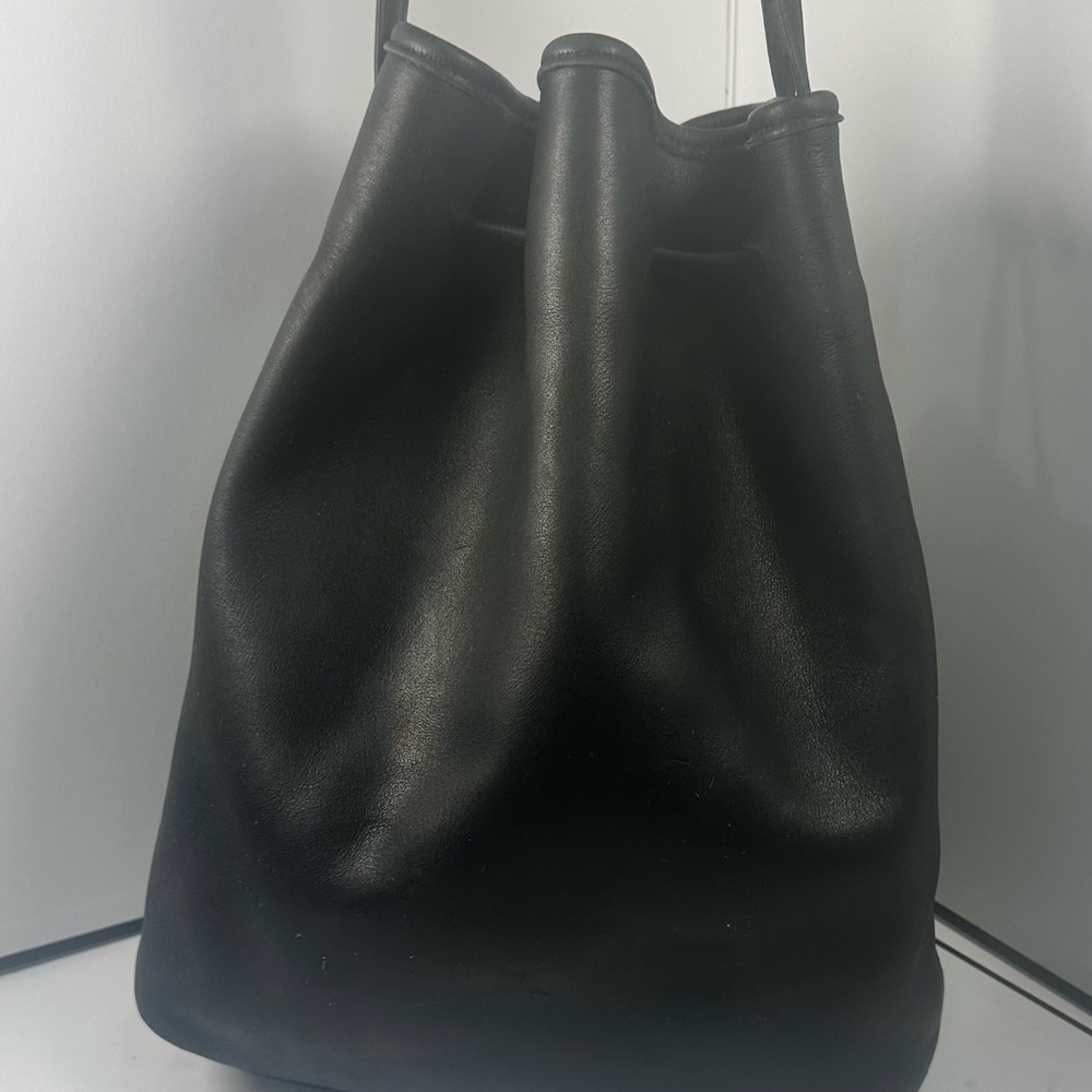 Black Leather Bucket Bag
